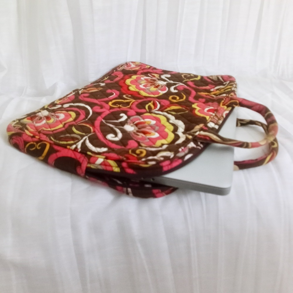 Vera Bradley Paisley Laptop Case Briefcase Pockets Zip Quilted Electronics Bag - Picture 6 of 6